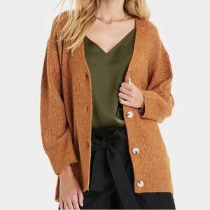 a new day Women's Rust Button-Up Cardigan